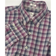 Peter Millar Men's XL Cotton Blue Plaid Long Sleeve Button Front Shirt