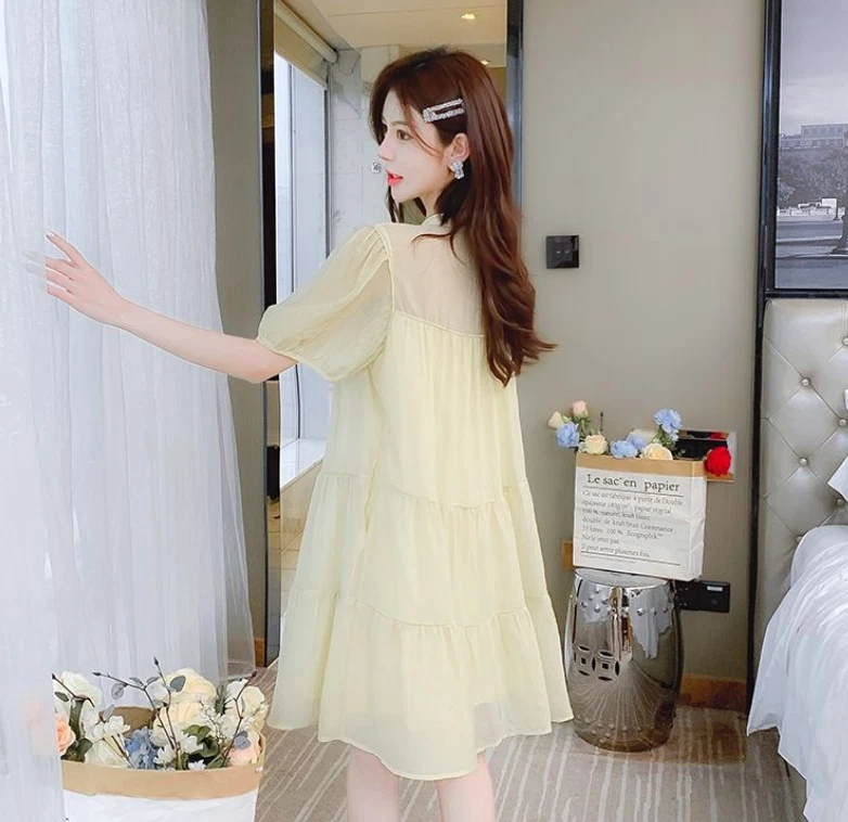 女士时尚袖口短袖连衣裙 2024 时尚女士派对沙滩裙 - 第 8 张/共 9 张