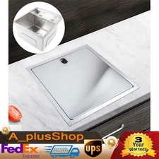 Hidden Stainless Steel Kitchen Sink Single Bowl w/ Drain Folding faucet Strainer