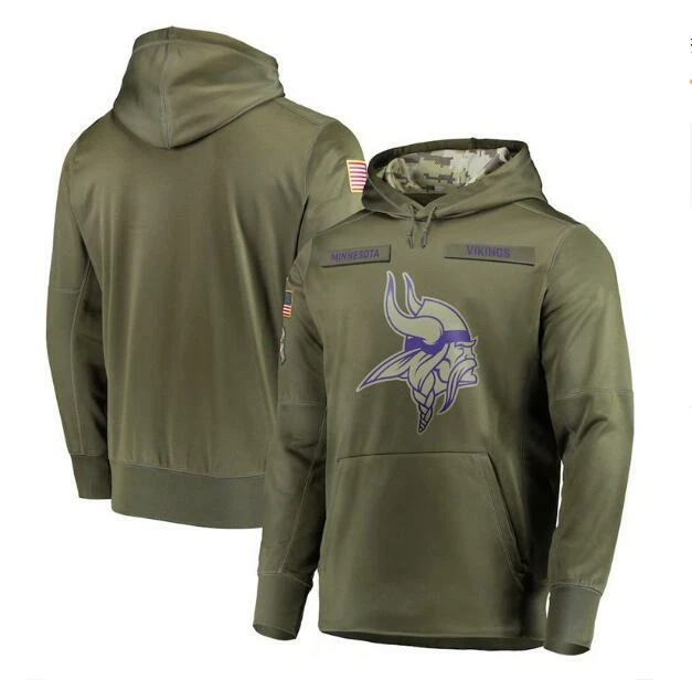 Men s Minnesota Vikings Hoodie Olive Salute to Service Sideline