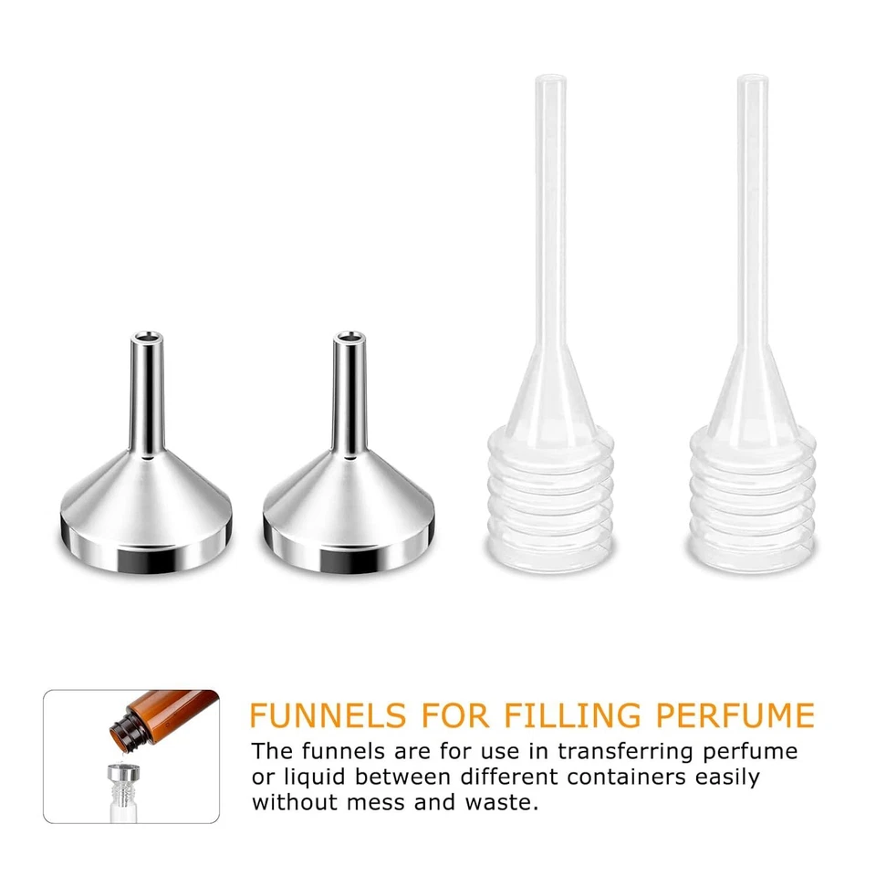 Mini funil de aço inoxidável 10 peças para frasco difusor de perfume frasco de óleo líquido - Imagem 3 de 4