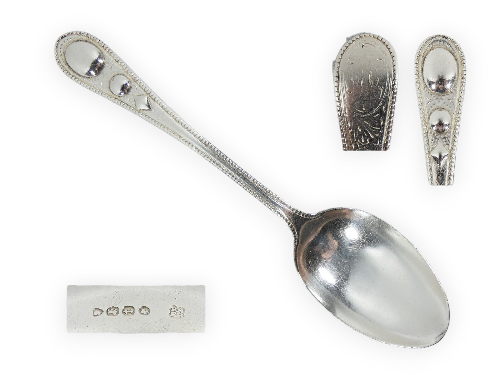 Antique Edwardian 1911 Sterling Silver Dessert Christening Spoon Bright Cut MHCo