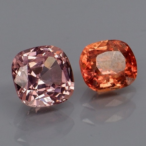2Pcs / 1.58Ct Natural Pink & Padpradsha Spinel Mae Sai Cushion Shape Gemstones