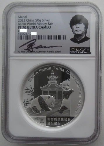 NGC PF70 China 2022 Berlin World Money Fair Silver Panda medal 50g