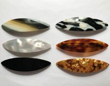 French Barrette Cat Eye Shape Long Oval Thin Patterned Hair Clip Made in France