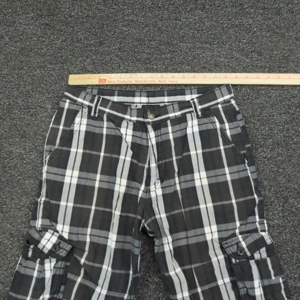 Wrangler Shorts Boys Size 18 Black & White Plaid Cargo Pockets Casual Youth - Изображение 2 из 4