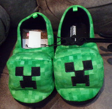 Minecraft Plush Green Slippers Children's Sizes NEW with tags