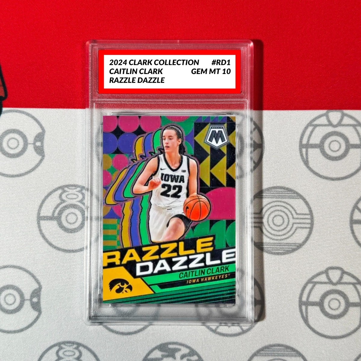 Graded 10 Caitlin Clark Collection Mosaic Prizm Razzle Dazzle #RD1