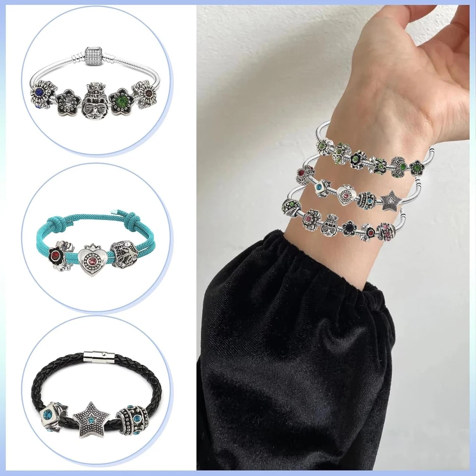 Cuentas europeas esmaltadas de diamantes de imitación de aleación de 30 piezas agujero grande Murano Cuentas espaciadoras Foto 2 de 4