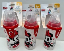 x3 Nuk Active Cup 8m+ Minnie Mouse Sippy Cup 10oz  Silicone Spout