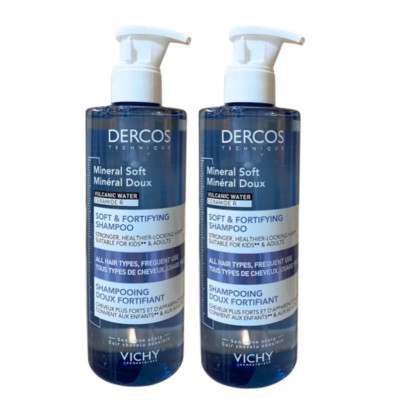 2 PACK  Vichy Dercos Mineral Soft And Fortifying Shampoo 400ml/ 13.5oz