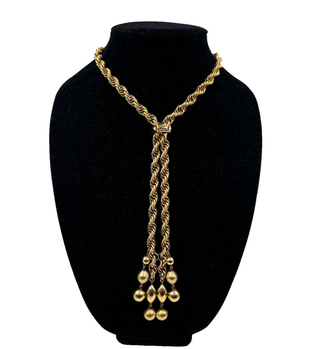 STUNNING LARIAT SLIDER THICK GOLD COLOR CHAIN NECKLACE GOLD-PLATED