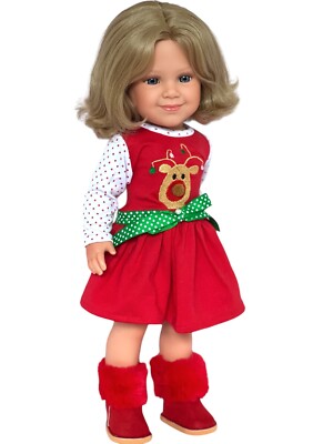 18 Inch Doll Clothes - Holiday Moose Dress Fits 18 Inch Dolls