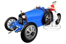 BUGATTI T35 #30 GP BLUE W/FEMALE RACER FIGURINE 1/18 DIECAST CAR BY CMC 100B018