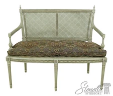 56692EC: French Louis XVI Gray Painted Cane Settee