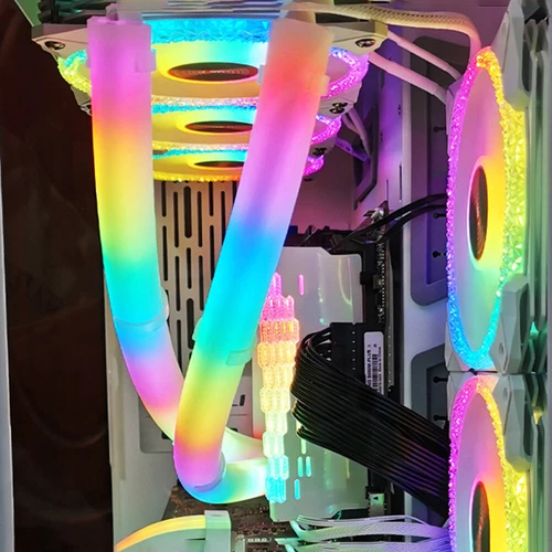 2pcs CPU Liquid Cooler 5V 3PIN ARGB 4PIN Luminous Sleeve Aura Sync PC Case Decor