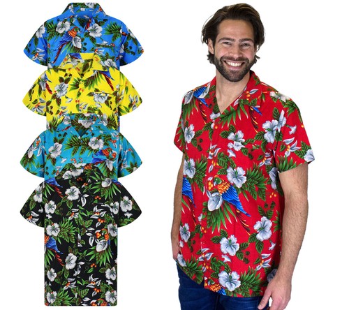 Funky Hawaiian Shirt Cherry Parrot 