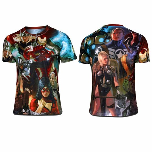 Men Kurzarm T-Shirt Marvel Superheld -Kostüm Radfahren Sport Tops Jersey-Hemd - Bild 17 von 44