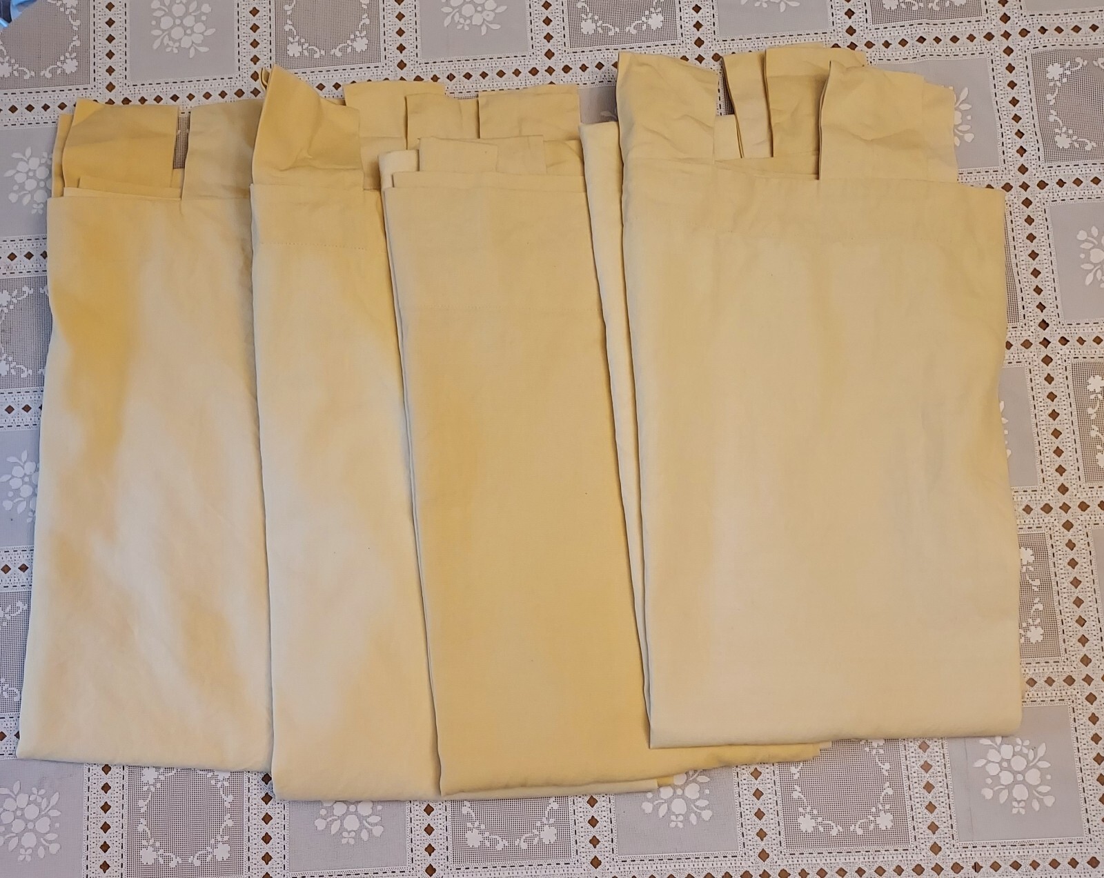 Pottery Barn 2 Pair of 44"x 84" Yellow Tab Top Curtains 4 Panels eBay