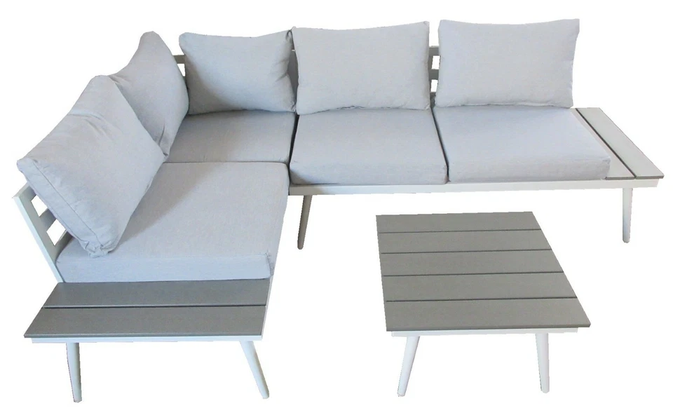 Gartenmöbel Set Lounge Alu Loungemöbel Sitzgruppen Aluminium Garten Outdoor Weiß - Bild 3 von 4