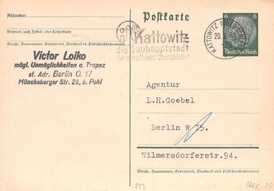 717563) DR SST Karte Kattowitz 1941 - die Gauhauptstadt 