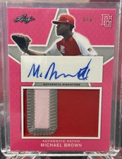 2019 Leaf Perfect Game Michael Brown Jumbo Letter Patch Auto Pink 8/8