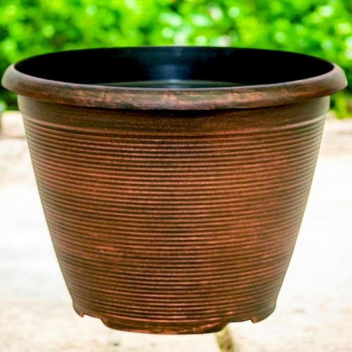 27.8 Litres Round Copper Plastic Planter Stylish Flower Pot for Herbs & Plants - Picture 15 of 16