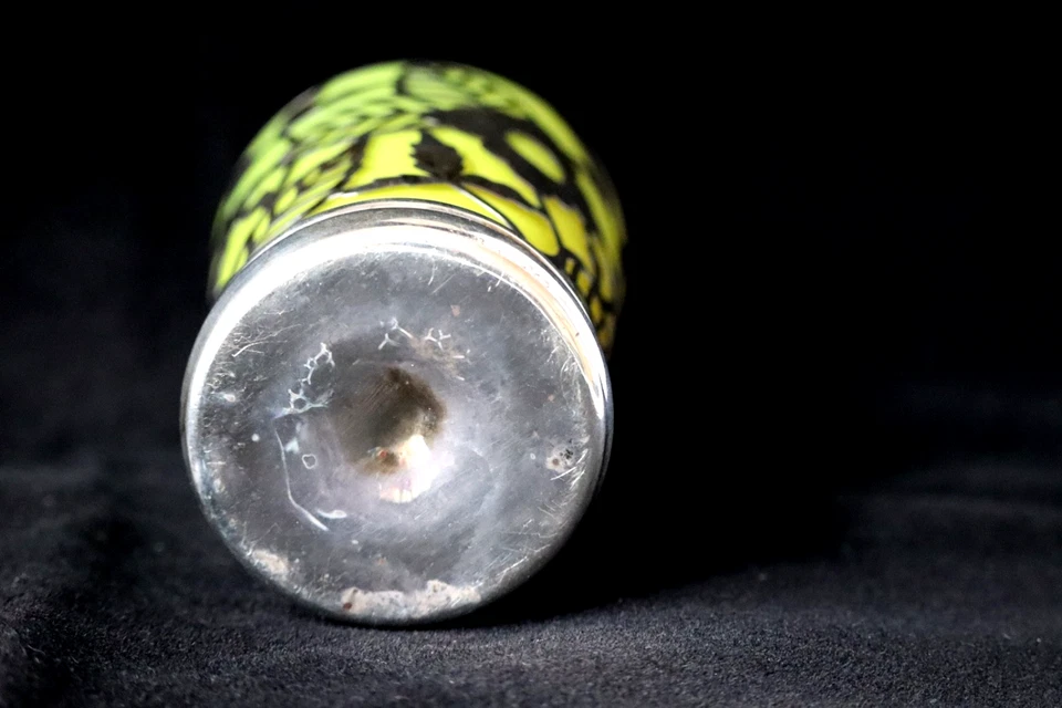 Antike Art Deco F. Spahr Citrin gelbes Glas Silber Überfang Vase um 1930 - Bild 4 von 4