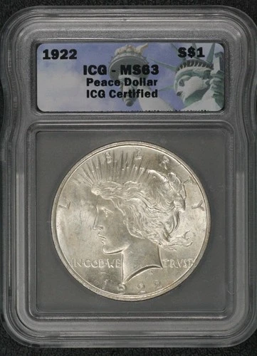 1922 Peace Dollar ICG MS63