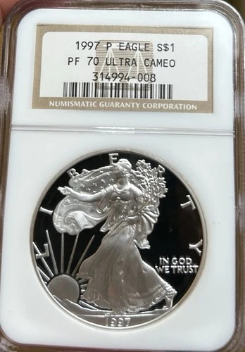 1997 P American Silver Eagle NGC PF70 Classic Brown Label