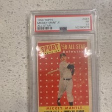 Topps 1958 Mickey Mantle '58 All-Star Selection #487 Yankees PSA 1.5