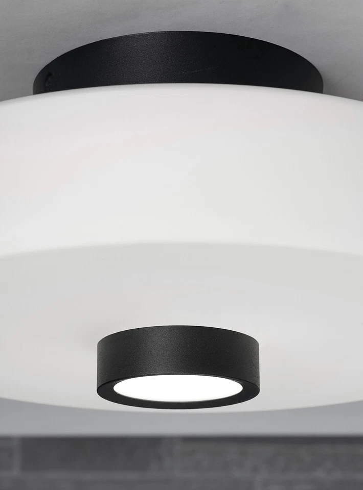 AFX SYDC13LAJUD Sydney 13"W Flush Mount Drum Ceiling Fixture - Black - Image 3 of 4
