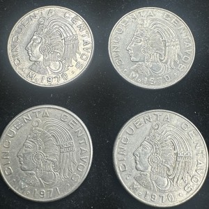 Mexico Cincuenta Centavos 1970-71 Lot Of 4 Coins