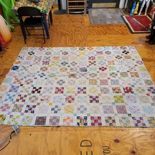 Handmade Patchwork Quilt 97x73 Dice 5 Block Pattern Twin/Full Throw Bedding