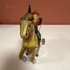 Vintage MTU Tin Toy Cowboy on Horse Wind-Up Made in Korea Western Toy