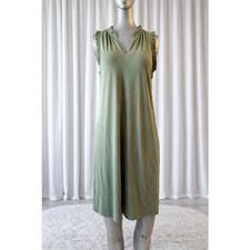Michael Kors Olive Green Sleeveless Shift Dress Womens XS Ruffle Trim V-Neck