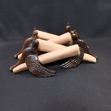 4 Napkin Ring Holders Brown Bird Nonmagnetic Metal Alloy w/4 Taupe Cloth Napkins