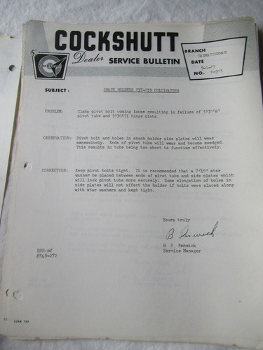 Cockshutt 1900 1850 1950 Tractor and Farm Equipment Service Bulletins 80 Sheets - Picture 10 of 10