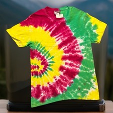 NEW Youth Tie Dye T Shirt Grey Red Yellow - Kids XL - Cotton - School/Festival T