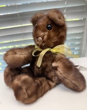 Real FUR 19  JOINTED TEDDY BEAR Artist Handmade Rare, Made Of Mink Fur Stoles