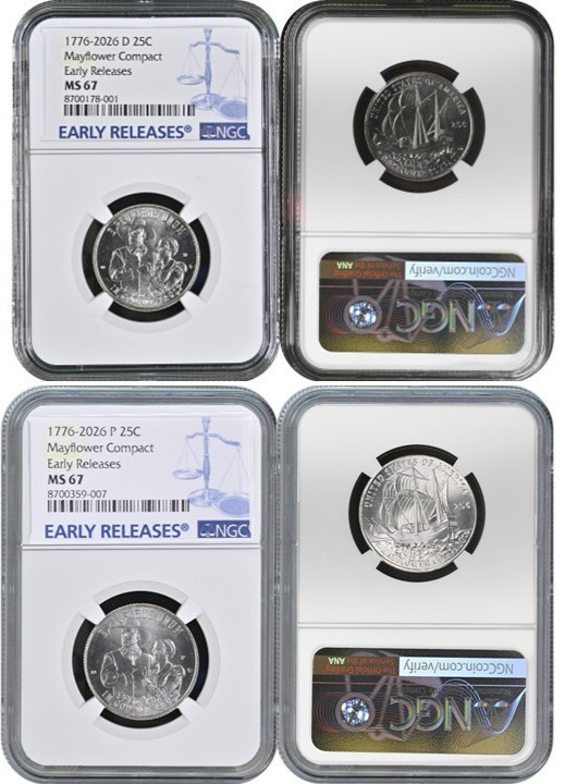 2026 D/P Quarters Set  25c Mayflower Compact NGC MS67 Early Releases #378