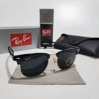 Ray-Ban Clubmaster Sonnenbrille Schwarz G-15 Gläser RB3016 Matt / Glänzend NEU