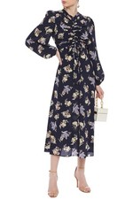 Zimmermann Size 2 Midi Dress Sabotage Silk Rouched Ditsy Floral