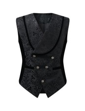Apocrypha Mens Victorian Gothic Waistcoat Steampunk Costume Vest X-Large Black