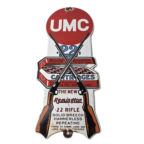 Vintage Remington Porcelain Sign - Firearms Rifles Deer Ammo Guns Gas Pump Sign