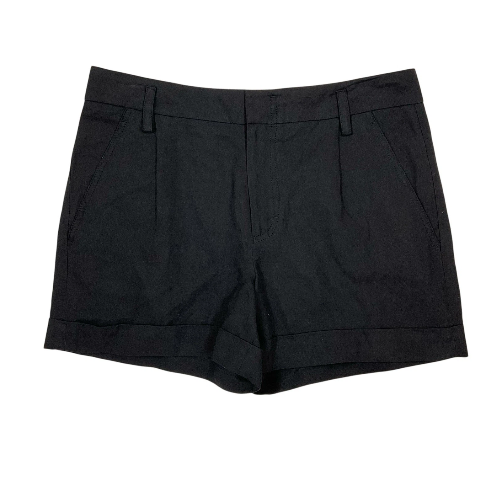 Vince Black Linen Blend Shorts Pockets Size 10
