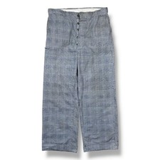 Vintage 40s Pin Check Plaid Button Fly Cuffed Dress Pants Workwear Sanforized