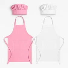 Pink & White Chef Costume Hat & Apron Set of 2
