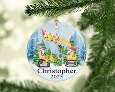 Construction Ornaments for Kids Personalized Gifts Custom Santa Bag Tag Chris...