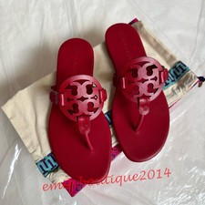 NIB Tory Burch Miller Size 9.5 Tory Red Calf Leather Sandals 90582